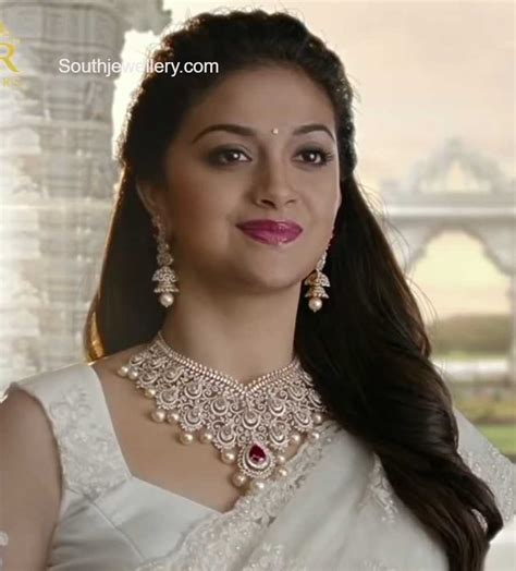 Keerthy Suresh in diamond jewellery - Indian Jewellery Designs