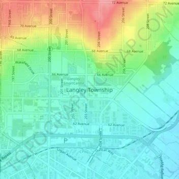 Langley Township topographic map, elevation, terrain