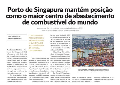 Sopesp Porto de Singapura mantém posição como o maior centro de