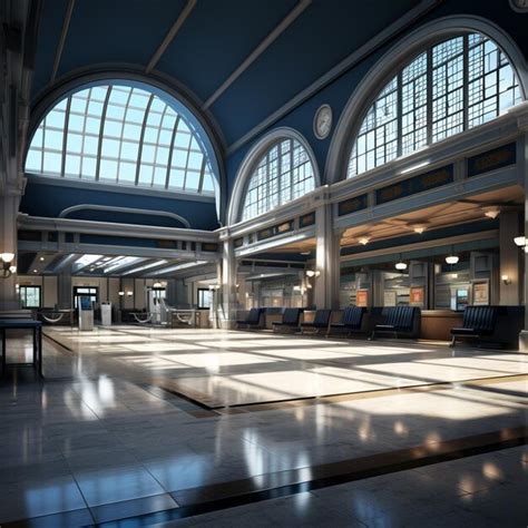 Premium AI Image | Background that showcases the interior of a busy train or bus station