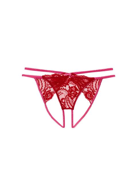 Camylla Bikini Dark Red Crotchless Bikini L Xl Adore Me