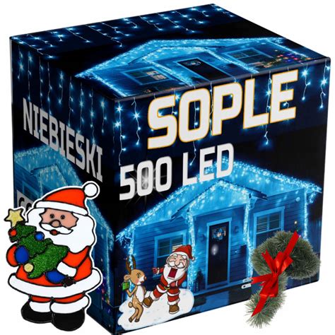 SOPLE 500 LED LAMPKI ŚWIĄTECZNE ŚWIATEŁKA NIEBIESKIE 20m ZEWNETRZNE