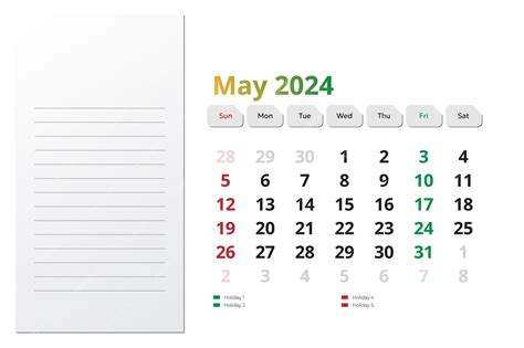 Calendário Maio 2024 Editável Vetor Premium