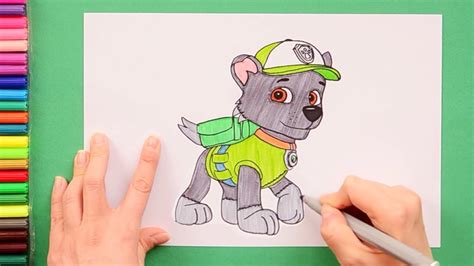 How To Draw Rocky Paw Patrol Characters Youtube