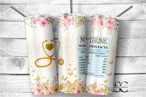 Floral Nurse 20 Oz Tumbler Wrap Design Graphic By Sweetie Citrus Co