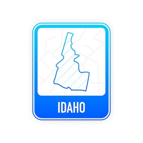 Idaho us bundesstaat konturlinie in weißer farbe auf blauem schild