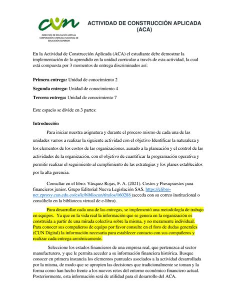 ACA Costos Y Presupuestos DIRECCIN DE EDUCACIN VIRTUAL CORPORACIN