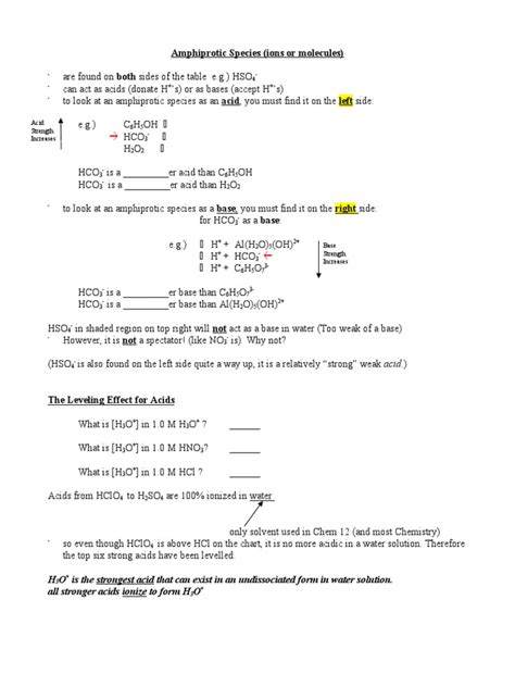 4.6 Amphiprotic Species | PDF | Acid | Branches Of Thermodynamics