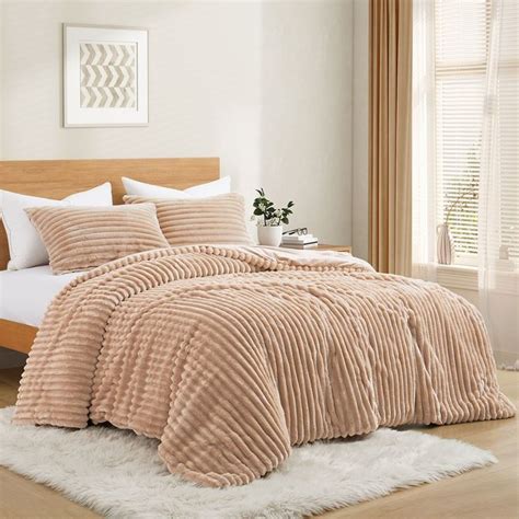 Peace Nest Flannel Fleece Plush Fuzzy Comforter Set Fluffy Bedding Set