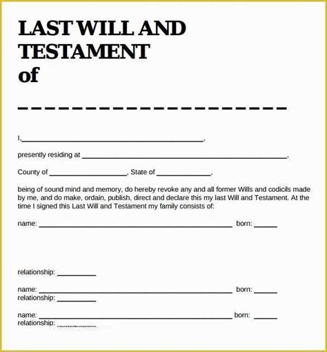 Last Will and Testament Template Maryland Free Of 8 Sample Last Will ...