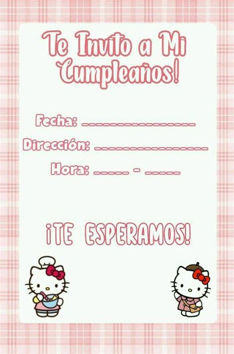 invitación para cumpleaños temática Hello kitty Invitaciones de hello