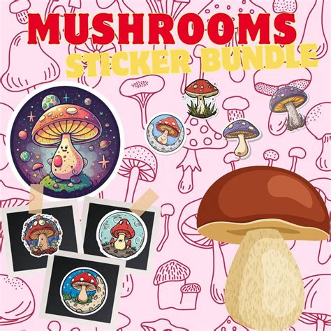 50 Mushrooms Svg Bundlemushrooms Clipartcute Mushrooms Stickermushroom