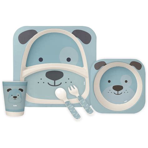 Kit Refei O Infantil Em Bambu Cachorro Azul Buba Yasmin Baby