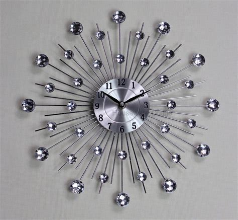 Cm Clear Diamante Crystal Effect Jeweled Sunburst Silver Wire Wall