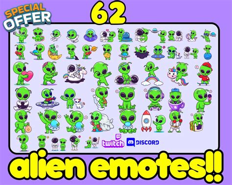 Alien Twitch Emotes Cute Alien Emotes Ufo Emotes Astronaut Discord