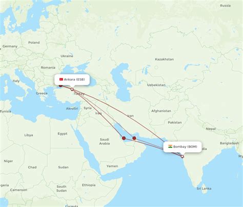 All Flight Routes From Mumbai To Ankara BOM To ESB Flight Routes