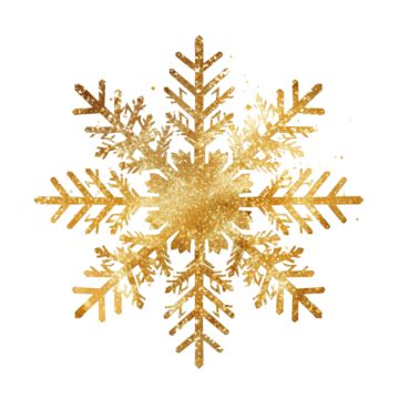 Gold Glitter Snowflake Isolated Png File Cool Crystal Happy PNG