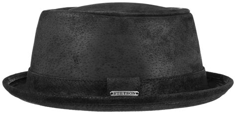 Chapeau Porkpie Pennsylvania Pigskin Stetson Noir Kausia