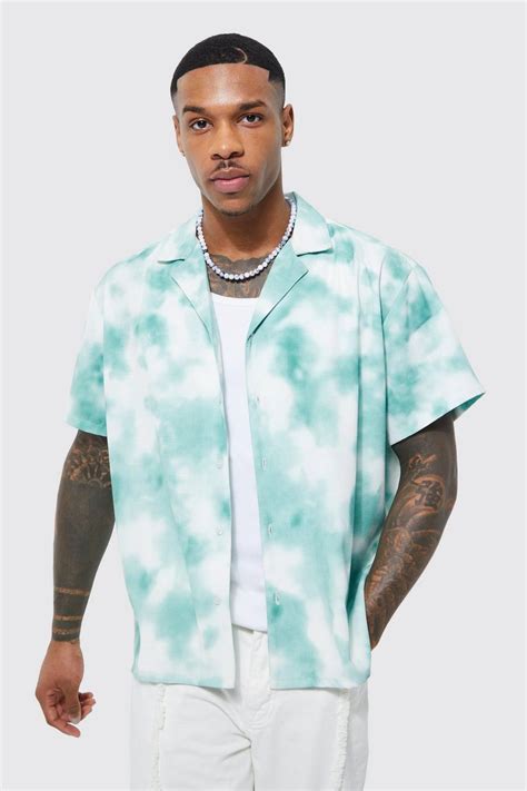 Short Sleeve Boxy Tie Dye Shirt Boohoo Uk