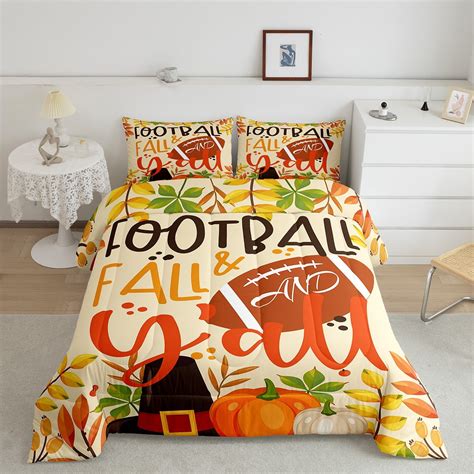 American Football Comforter Set 2 Piece Fall Season Bedding For Boys