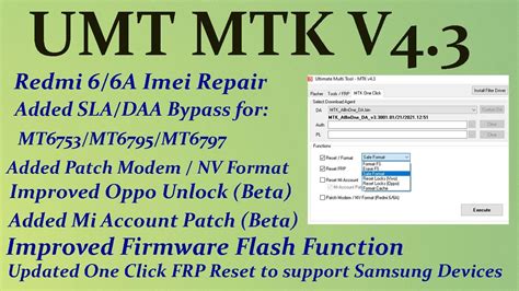 Umt Mtk V Big Update Mtk One Click Reset Pin Pattern Frp Redmi