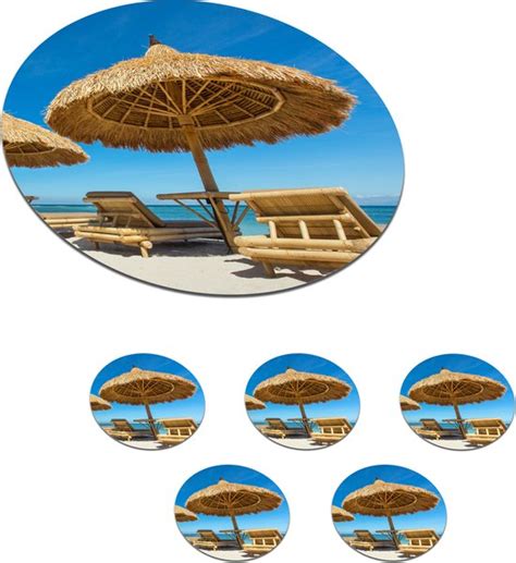 Onderzetters Voor Glazen Rond Strandstoel Strand Parasol Zee