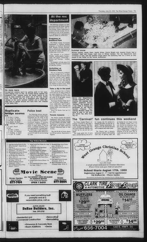 The West Orange Times July 23 1992 Free Download Borrow And Streaming Internet Archive