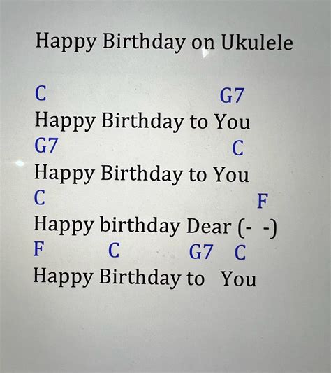 Happy Birthday On Ukulele Happy Birthday Ukulele Chords Ukulele