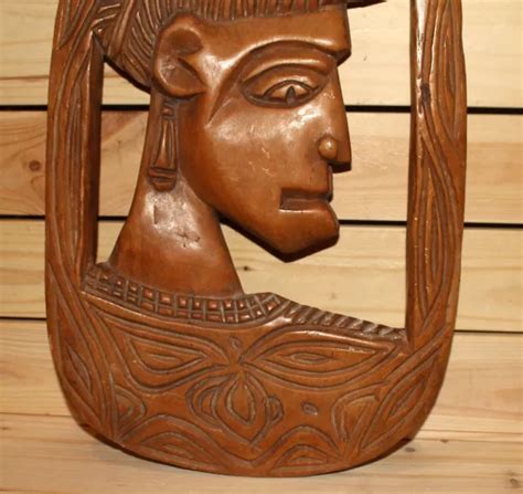 Plaque Murale En Bois Sculpt E La Main Africaine Vintage Eur