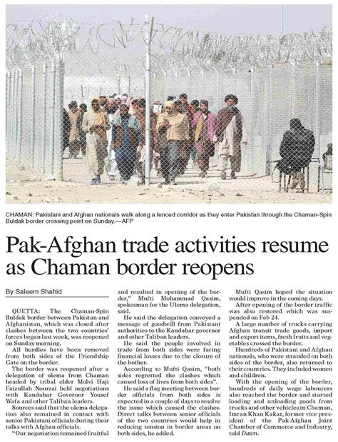 Dawn EPaper Feb 28 2022 Pak Afghan Trade Activities Resume As