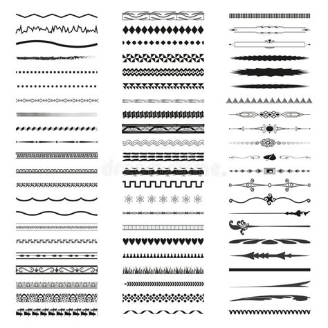 Decorative Border Set. Various Styles. Black and White Vector. Simple ...