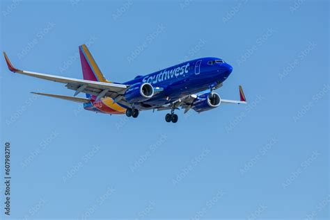 Southwest flight landing Stock Photo | Adobe Stock