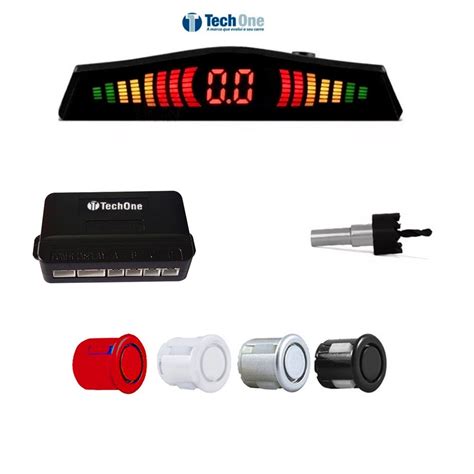 Sensor Estacionamento R Pontos Techone Traseiro Display Led Kit