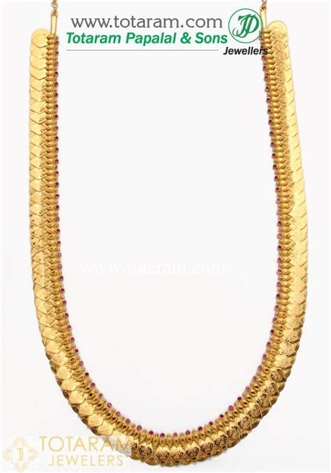 K Gold Mango Lakshmi Kasu Mala Long Kasulaperu