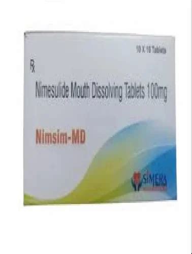 Nimesulide 100 Mg Mouth Dissolving Tablet 10x10 Nimsim Md At Rs 320