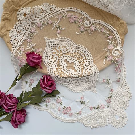 2 Pack Retro Lace Placemats French Crochet Doilies Beige Doilies For Tables