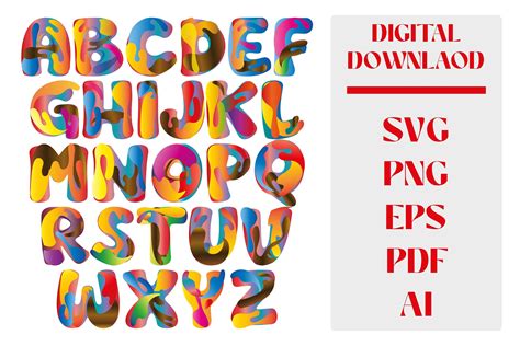 Colorful Letters And Numbers Svg Png Eps Pdf Alphabet Svg Birthday