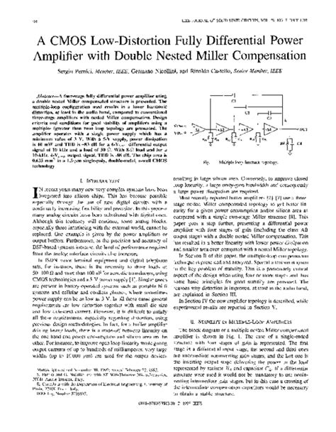 Pdf A Cmos Low Distortion Fully Differential Power Amplifier With