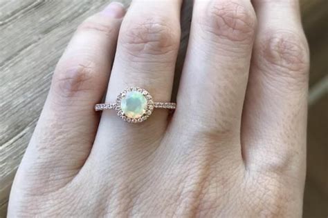 Opal Engagement Vintage Ring Set Halo Opal Promise Ring With Band Round