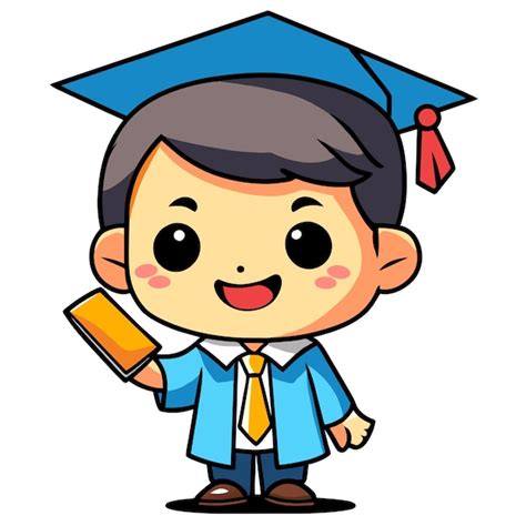 Premium Vector Scholarly Smiles Cute Graduation Cartoon Character