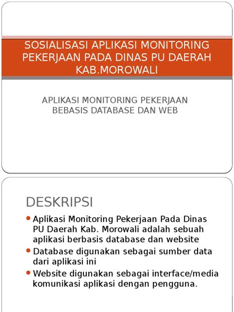 Pdf Sosialisasi Aplikasi Monitoring Pekerjaan Pada Dinas Pu Daerah