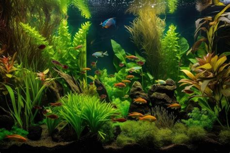 Premium AI Image | Tropical freshwater habitat with colorful fish and ...