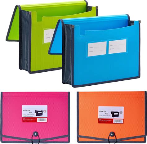 FANWU 4 Pack Plastic Expanding File Wallet Document Organizer With