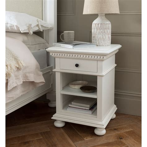 Bakersfield White Antique French Style Bedside Table Shabby Chic