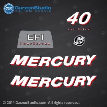 2006 2012 Mercury 40 Hp Jet Drive EFI FourStroke Decal Set 2007 2008