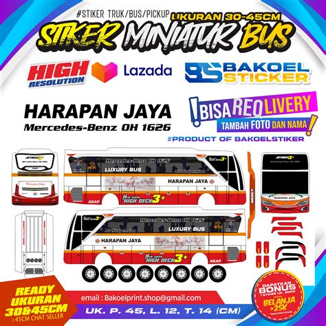 Stiker Miniatur Bus Jb Ukuran Cm Lazada Indonesia