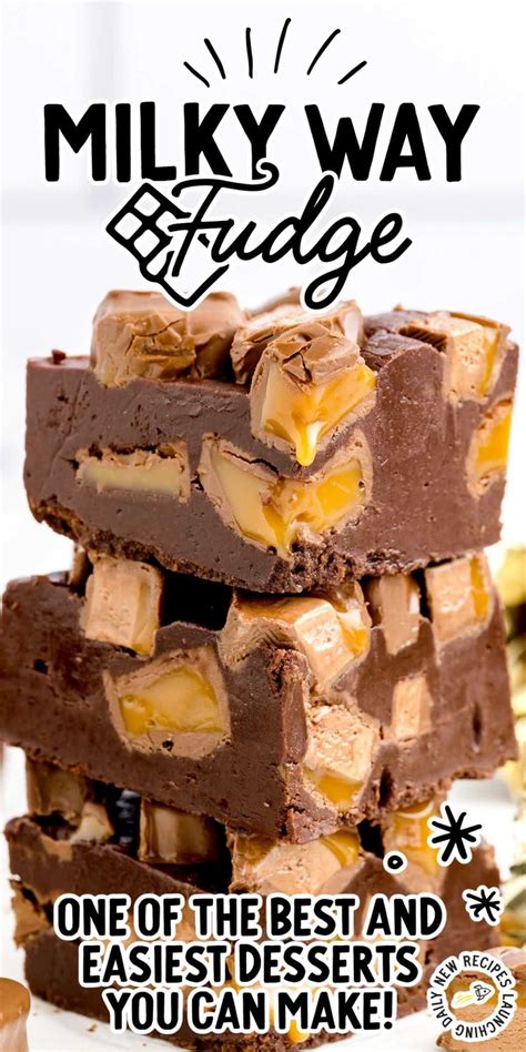 Three Pieces Of Chocolate Fudge Stacked On Top Of Each Other With The