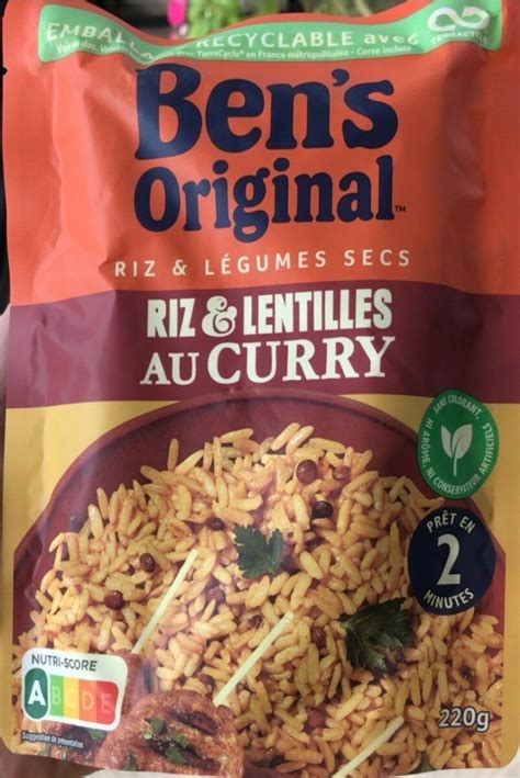 Riz Et Lentilles Au Curry Ben S Original 220 G