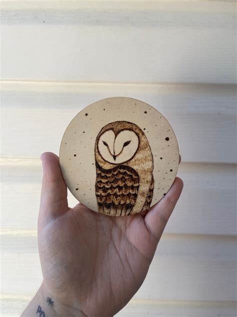 Owl Wood Burned Art Ornament Christmas Etsy