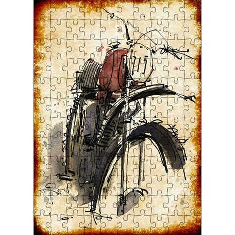 Tablomega Ahşap Mdf Puzzle Yapboz Retro Motorsiklet Çizim Fiyatı